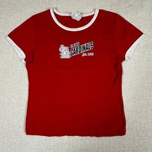 Vintage St Louis Cardinals Ringer Tee Womens XL Y2K Made USA MLB